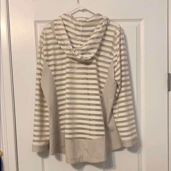 Chico's Striped Teddy Jacket - Cream and Tan - Picture 2 of 4